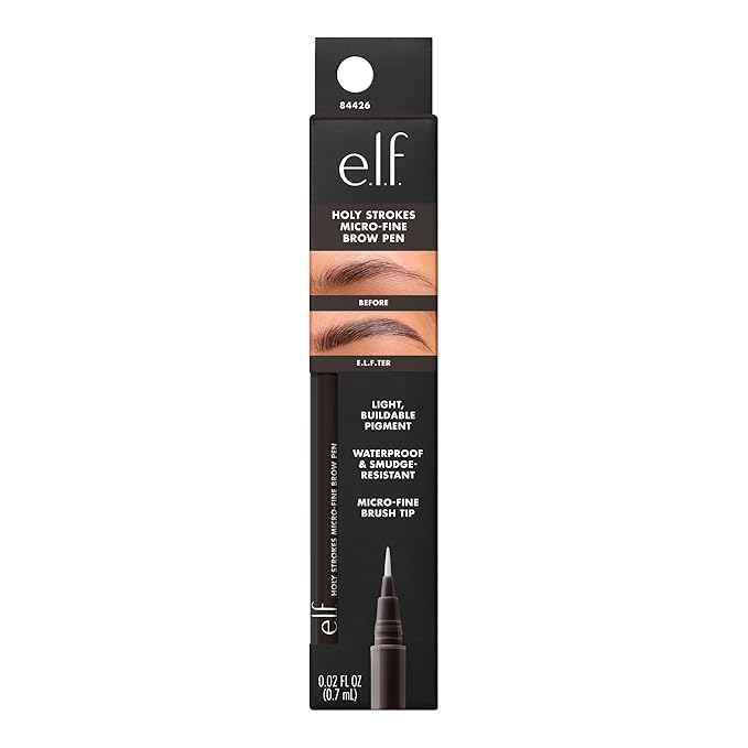e.l.f. Holy Strokes Micro-Fine Brow Pen, Liquid Waterproof Eyebrow Makeup For Detailing & Adding Dimension, Vegan & Cruelty-Free, Espresso