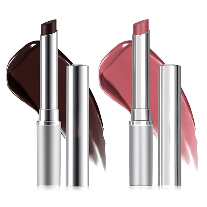 2PCS Hydrating Honey Lipstick，Sheer Tinted Lip Balm for All Skin Tones, Moisturizing Nourishing Formula with Natural Black Cherry Tint (Black + Pink)