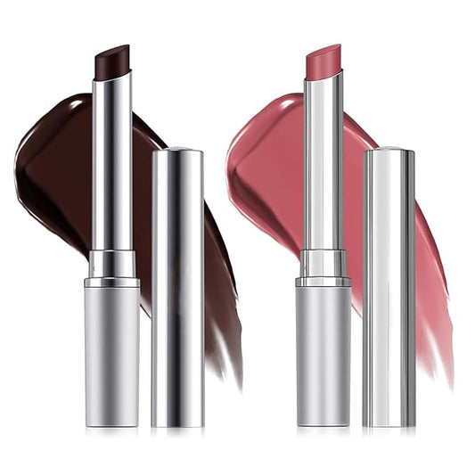 2PCS Hydrating Honey Lipstick，Sheer Tinted Lip Balm for All Skin Tones, Moisturizing Nourishing Formula with Natural Black Cherry Tint (Black + Pink)