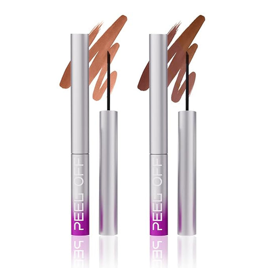 LANGMANNI 2Pcs Peel Off Lip Liner Set,Lip Stain Peel Off,Long-Lasting Waterproof & Smudge-Proof Matte Lip Liners With Ergonomic Handle & Precision Brush,Makeup Gift for Girls (#5+6)