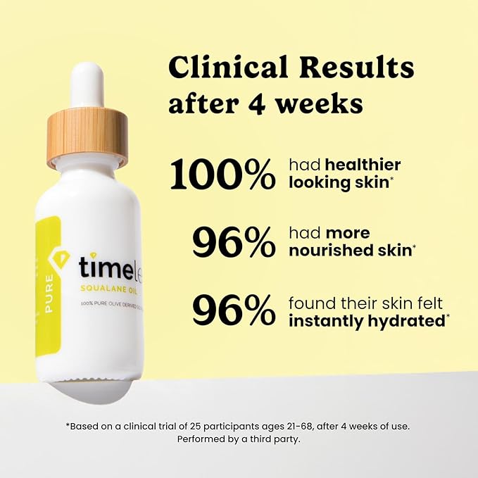 Timeless Skin Care Squalane Oil 100% Pure - Plant-Based Face Oil - Fragrance-Free - For Dry Skin - Moisturizing - 1 oz