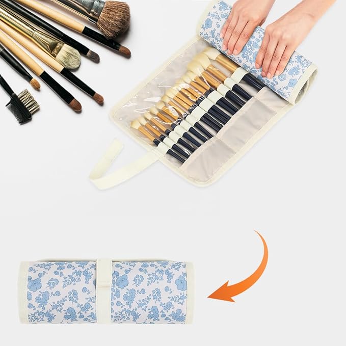 OCHEAL Makeup Brush Holder,Makeup Brush Organizer,Travel Makeup Brushes Bag Cosmetic Bags Pouch for Women Cosmetic Brushes Makeup Artist - Floral