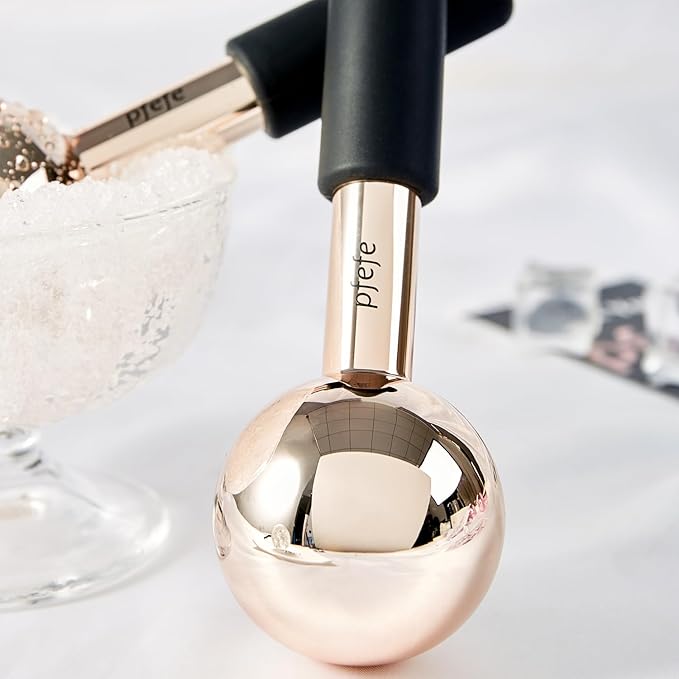 Pfefe Ice Globes for Face & Eyes, Unbreakable Stainless Steel Cryo Sticks for Beauty Routines, Facials Cold Roller Colling Globes for Puffiness, Wrinkles, Dark Circles, Headaches
