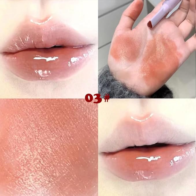 Jelly Lipstick Tinted Lip Gloss Heart Lip Glaze, 3 Colors Lipstick Long Lasting Moisturizing Tinted Lipgloss,Non-sticky,High Pigmented Glossy Lip Gloss