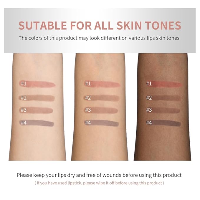 2PC Pipe-off lip liner stain,light brown/dark brown/burgundy long-lasting,line tattoo high-color Tint,Smudge-Proof,Waterproof,Nude Matte Tint,Non-Fading, Full Coverage(#2+#4)