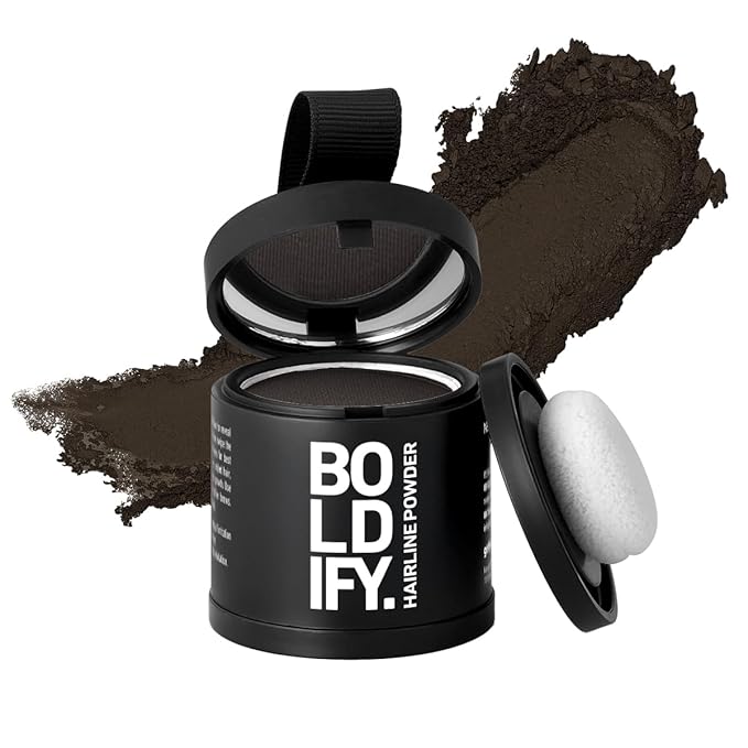 BOLDIFY Hairline Powder (LARGE, 10g) - Root Touch Up Hair Color for Gray Coverage - Bald Spot Concealing Hair Powder for Women & Men - 24-Hour Stain-Proof - Ash Brown