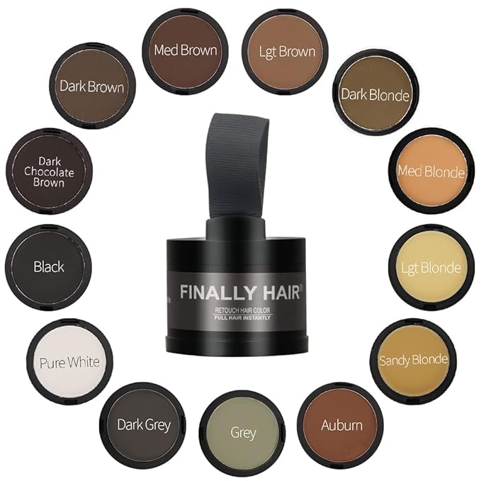 Finally Hair Auburn Dab-on Hair Fibers & Loss Concealer, Gray Away, Root Touchup, Hairline Powder, Eyebrows, Mascara, Beard Filler - WATCH THE VIDEO - Dab-on Hair Fiber Shadow Powder (Auburn)