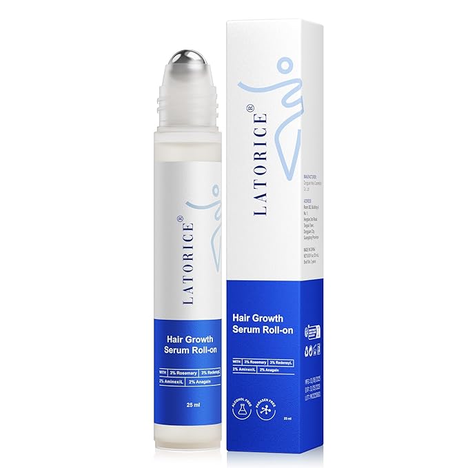 Hair Growth Serum Roll-On: 3% Rosemary, 3% Redensyl, 2% Anagain Prevent Hair Loss and Enhances Hair Thickness for Men & Women (1.5 Fl Oz (Pack of 1))