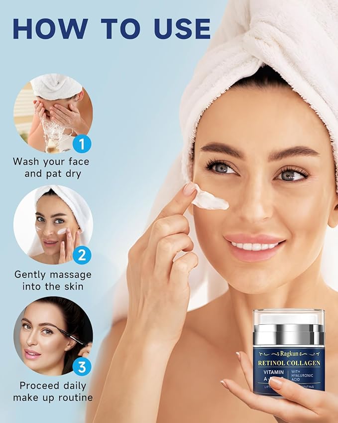 Retinol Cream for Face, Collagen Neck Creams for Tightening and Firming, Anti Aging Day & Night Facial Moisturizer for Women & Men, Instant Face Lift Wrinkle Cream 1.7 fl. oz.