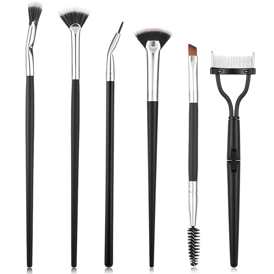 6 Piece Eyelash Brush Separator Eyebrow Combs Dual Ended Spoolie Mascara Fan Brush Lash Separator Comb Eyebrow and Eyeliner Tool Kit