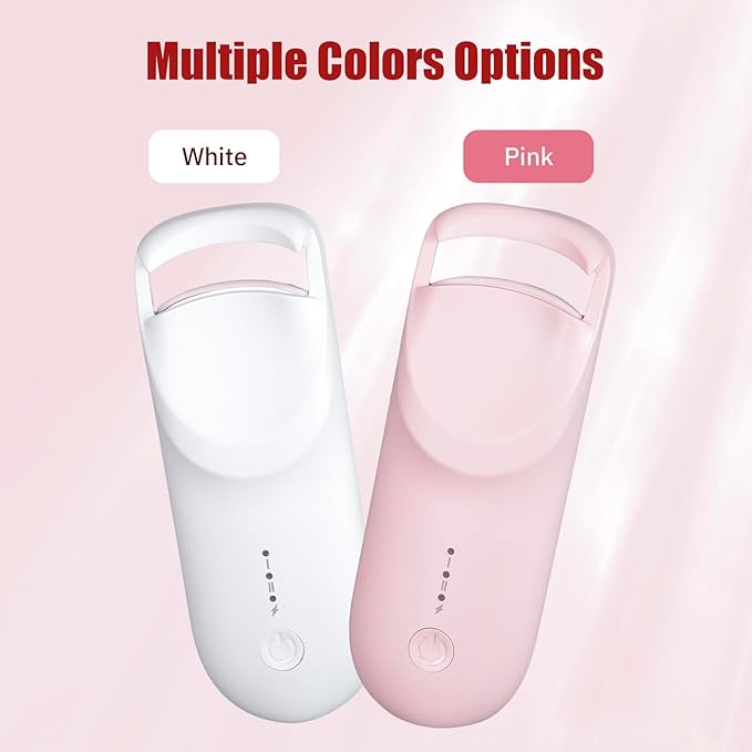 Upgrade Heated Eyelash Curler, Electric Eyelash Curler with 5s Fast Heating, Type-C Rechargeable, Portable Lash Curler, Long-Lasting Lash Lift, Natural Style, Heat-Sensitive Pad (White)