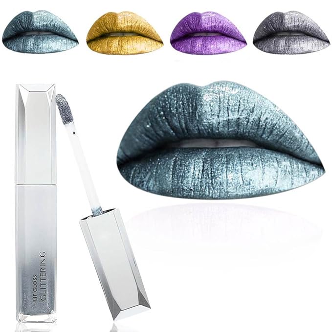 Kilshye Glitter Lipstick Matte Liquid Lipsticks Metallic Lip Glaze High Pigment Lipgloss Long Lasting Waterproof Lip Makeup for Women and Girls Pack of 1 (E- Green 13)