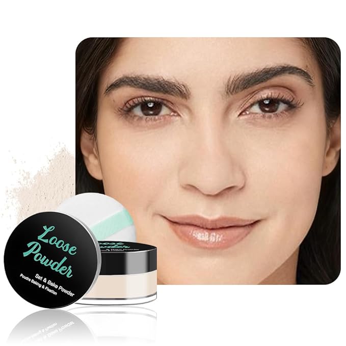 Blurring Loose powder, Silky Setting Powder for all skin Built-in powder puff (Medium Tan, 0.21 Fl Oz (Pack of 1))