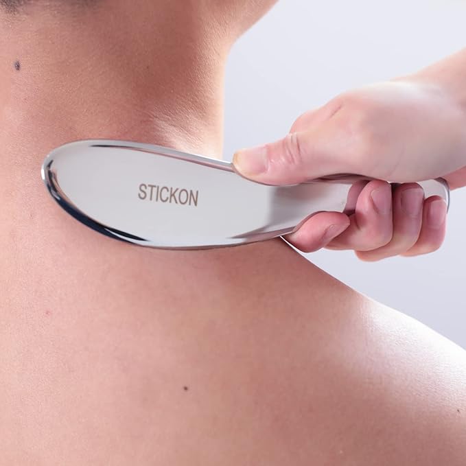 STICKON Stainless Steel Gua Sha Muscle Scraper Tools Set, Scraping Massage Tool,Massage Scraper Tool IASTM Tools Great Soft Tissue Mobilization Tool (taoM Shape)