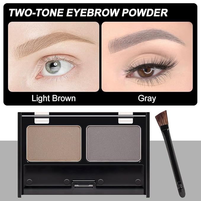 Gray Brown Eyebrow Powder Kit for Women,Taupe Eye Brow Palette with Brush, Brow Color Filler Get Full Defined Natural Brows,Contour Palette, Light Medium sombra para cejas,Long-Lasting Waterproof