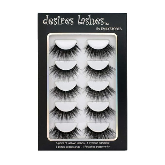 Natural Eyelashes 3D Faux-Mink Lashes Multipack 5Pairs, Sensual