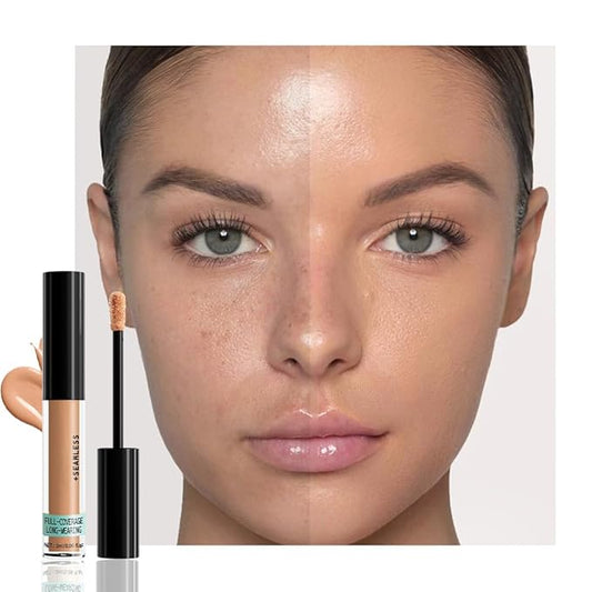 Liquid Concealer Makeup, Natural Coverage for Older Women, Under Eye Brightener Full Coverage Concealer for Dark Circles, Lightweight, Covers Oil-Free, Vegan & Cruelty-Free, 06 WarmTan