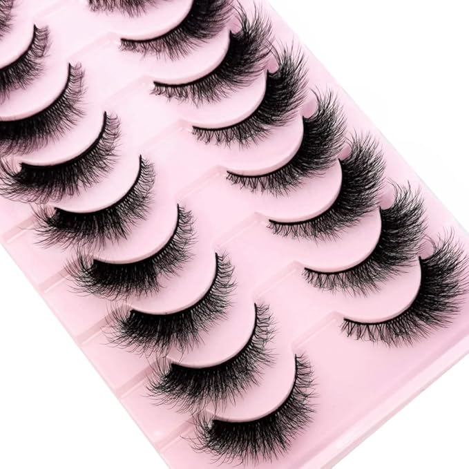HBZGTLAD New 10 Pairs 3D Mink Lashes False Eyelashes Handmade Wispy Fluffy Long Lashes Natural Eye Makeup Tools Eye Lashes(6DF05)
