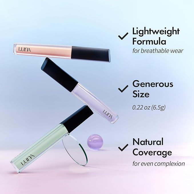 LUNA Long Lasting Corrector 01 Mint Green, Color Corrector, Redness & Flushed Skin, Lightweight, Natural Coverage, Ideal for Fair to Light Skin, 0.22oz
