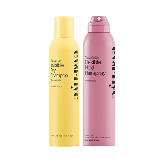 Eva NYC Invisible Dry Shampoo & Flexible Hold Hairspray Set - Oil-Absorbing, No White Cast Dry Shampoo - Long-Lasting, Non-Sticky + Anti-Humidity Hairspray with Shine Finish - Styling Set (Pack of 2)