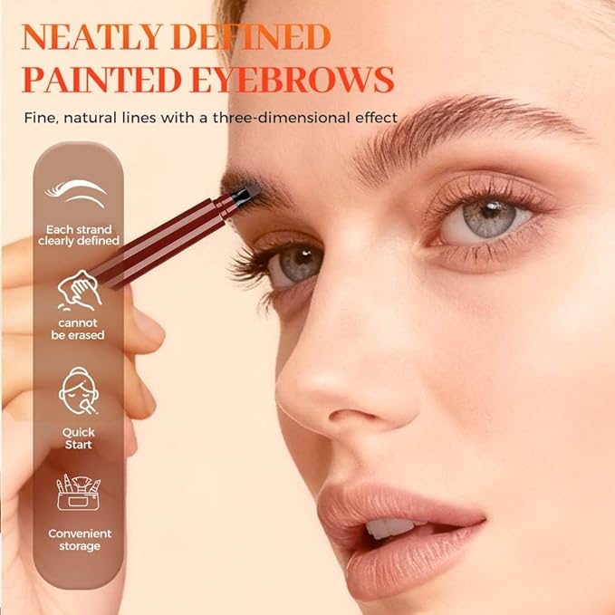 Microblading Eyebrow Pencils for Women, 2026 New 3D Brow Tattoo Pen for Natural Looking Eyebrows, Long Lasting Waterproof Eyebrow Pen with Fine Tip Brow Makeup (Red Brown)