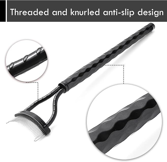 KINGMAS Eyelash Comb Separator, Eye Lash Separator Eyelash Definer Mascara Comb Applicator with Cover - Arc Designed (Black (2Pcs))