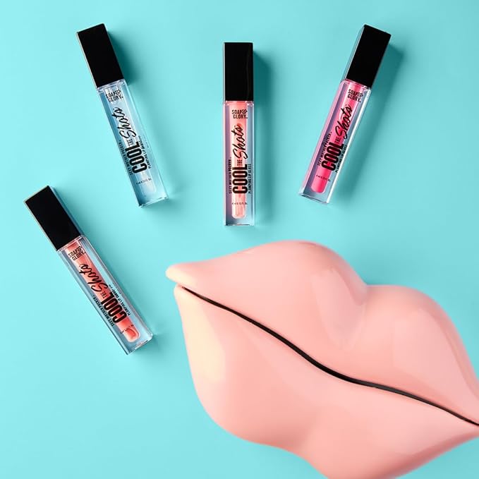 Soap & Glory SMP Cool The Shots Plumping Lip Gloss - Hydrating & Cooling Lip Plumper - Infused with Menthol & Vitamin E - High Shine, Glossy Finish - Vegan & Cruelty-Free - Nude Edition (4ml)