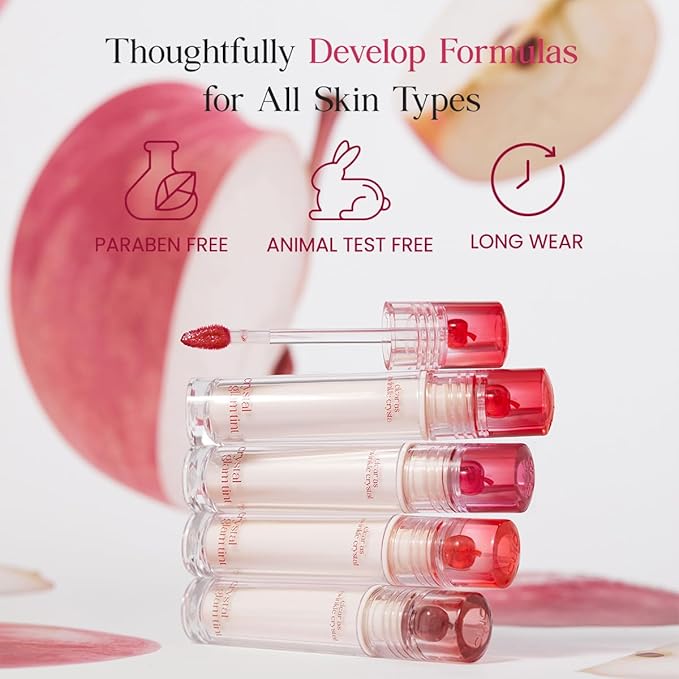 CLIO CRYSTAL GLAM TINT (017 CLASSIC APPLE), Glossy Finish, Lightweight, Weightless, Buildable, Glass-Like, Smoothing, Long-Lasting, Vivid, Transparent, Shiny, Moisturizing Lip Stain, Korean Lip Tint