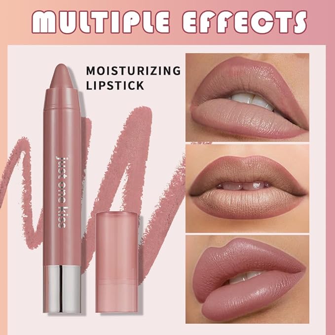 Pink Nude Hydrating Cream Lipstick Lip Crayon for Women, Moisturizing Lipstick Long-lasting Waterproof, Retractable Lips Crayon Liner for Ombre Shades, Lipgloss Tinted Lip Balm + Lips Color in One, 01