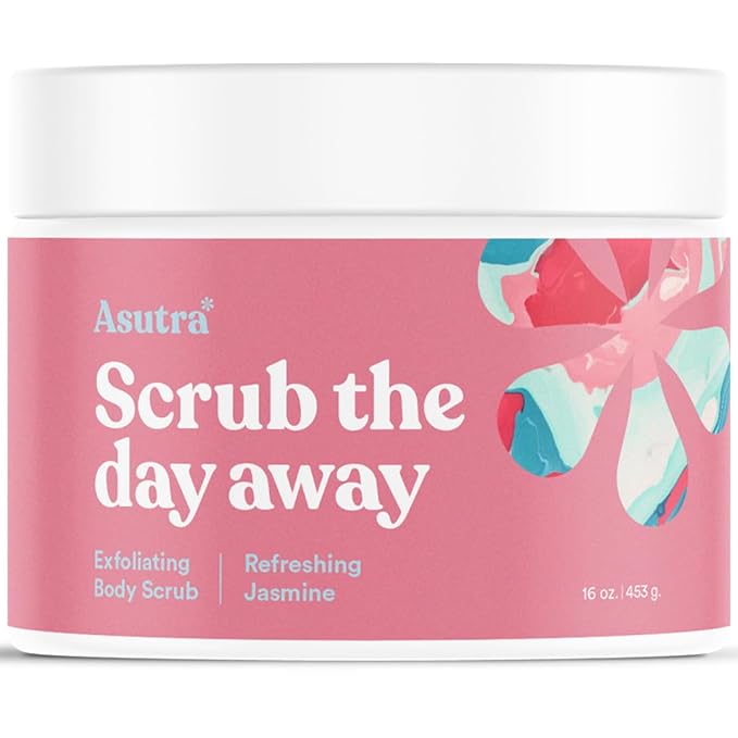 ASUTRA Dead Sea Salt Essential Oil Body Scrub Exfoliator (Refreshing Jasmine), 16 oz - Ultra Hydrating, Gentle, & Moisturizing - Coconut, Jasmine, and Frankincense Oils