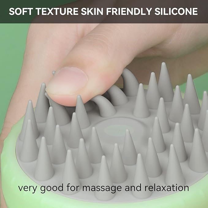 MOCHTERO Scalp Massager with Shampoo Dispenser, for Stress Relax Hair Growth,Handheld Hair Silicone Brush,Mint Green