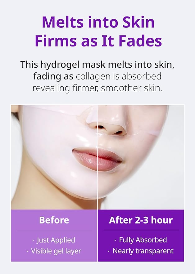 SNP 10,000ppm Deep Collagen + PDRN + Retinol Hydrogel Mask | 8 Layer 125Da Collagen Face Mask | Overnight Facial Mask | Patent Skin Hydration | Hydrating Facial Mask | Face Mask Skin Care | 4 Sheets