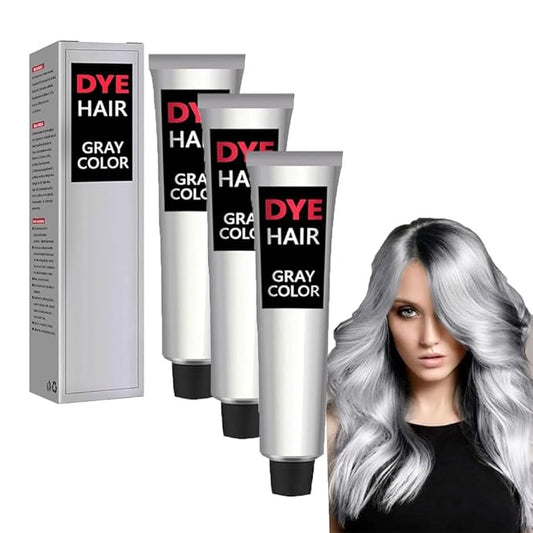 NEW Silver Gray Natural Hair Dye Cream, Unisex Silver Gray Hair Dye Cream for All Hair Types, Natural DIY Hairstyle Hair Color Girl Boy Gifts for Birthday, Party, Cosplay