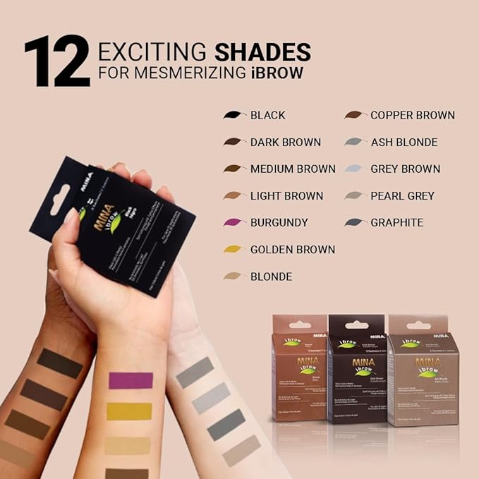 MinaiBrow Tint Kit Dark Brow | Natural Spot Coloring Brow Tinting Powder with Stain remover, Softly Removes Color from Skin - Smudge Proof Tint