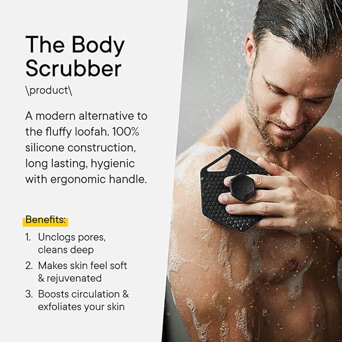 TOOLETRIES Body Scrubber - Silicone Exfoliating Scrubber - Bathroom & Shower Accessories for Men, Travel Essentials for Men - Durable & Long Lasting Body Wash Scrubber - Burgundy
