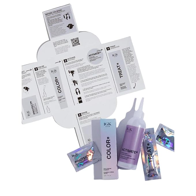 IGK Permanent Hair Dye Color Kit Set of Two | 8N Out in Malibu - Natural Blonde | 100% Gray Color Coverage + Strengthen + Shine | Ammonia Free