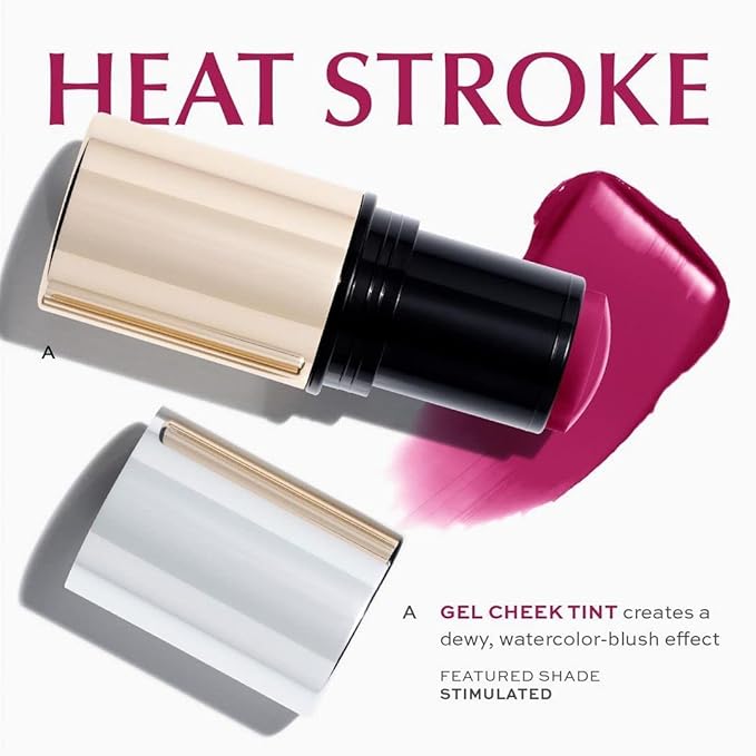 MAKE Beauty Heat Stroke Cream Blush Stick for Cheeks with Natural Hydrating Dewy Finish. Creamy Gel Blush Balm - Shade Feverish, Classic Red Cheek Tint