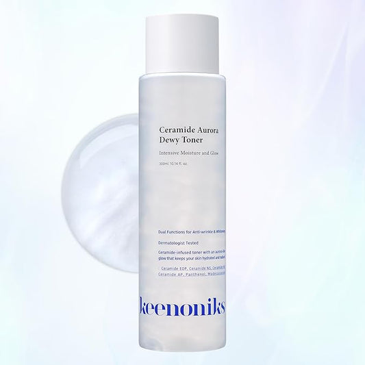keenoniks Ceramide Aurora Dewy Toner – Deeply Hydrating & Barrier-Repair Toner for Radiant, Healthy Skin - Korean Skincare for Sensitive Skin - 300ml (10.14 fl oz)