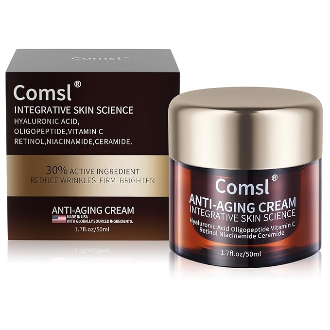 US-Made With 30% Active Ingredients,SGS Certified, Retinol Vitamin C Niacinamide, Ceramide,Oligopeptides,Anti-Aging Face Moisturizer for Face, Firming Skin Care,Neck & Upper Chest -1.7 fl.oz