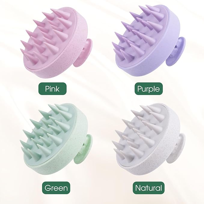 Silicone Scalp Massager Brush for Hair Growth – Manual Shampoo Scrubber for Wet & Dry Use – Scalp Exfoliator Brush & Head Massage Tool, Ideal for Hair & Pets (Purple)
