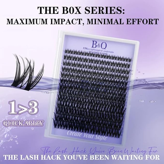 B&Q Flora Lash Clusters Kit B0X, DIY Lash Extension Kit 156PCS Eyelash Extension Kit, Soft Wispy Lash Clusters 8-18MIX D Curl Lash cluster, Thin Black Band Cluster Eyelash Extensions (B0X Set)