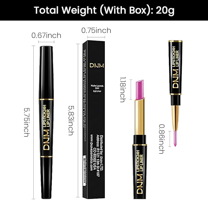 Kaely 2-in-1 Pink Metallic Shine Shimmer Lip Liner & Lipstick Combo Set Kit for Women, Lightweight Hydrating Formula High Impact Full Coverage Lipstick and Lip Liner Makeup Stains Gloss 19