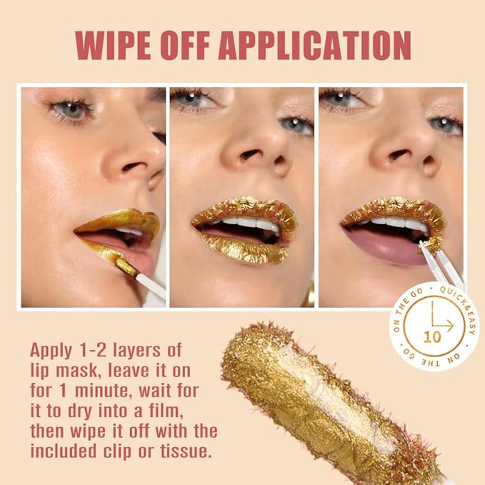All Day Lip Stain Peel Off Gold Liquid Lip Gloss Tattoo, Mauve Matte Finish Peel Off Lip Stain Masque, Long Lasting Waterproof Lip Tint, Transfer-proof for All Skin Types 04#