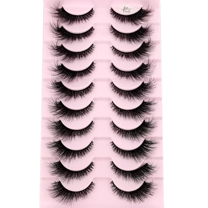 HBZGTLAD New 10 Pairs 3D Mink Lashes False Eyelashes Handmade Wispy Fluffy Long Lashes Natural Eye Makeup Tools Eye Lashes(6DF03)