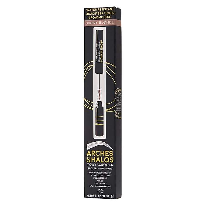 Arches and Halos Microfiber Tinted Brow Mousse - Richly Pigmented Eyebrow Shaper - Water Resistant Filler Pen - Vegan - Sunny Blonde - 0.11 oz