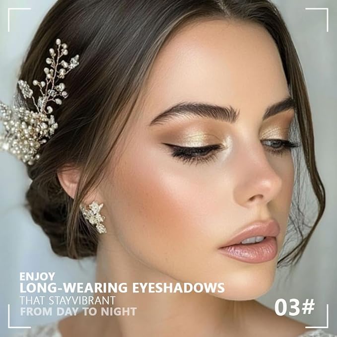 Monochrome Powder Eyeshadow Palette Makeup,Champagne Natural Neutral Single Shimmer Eye Shadow for Older Women,Sparkly Eye Finish,Long Lasting Naturing-Looking