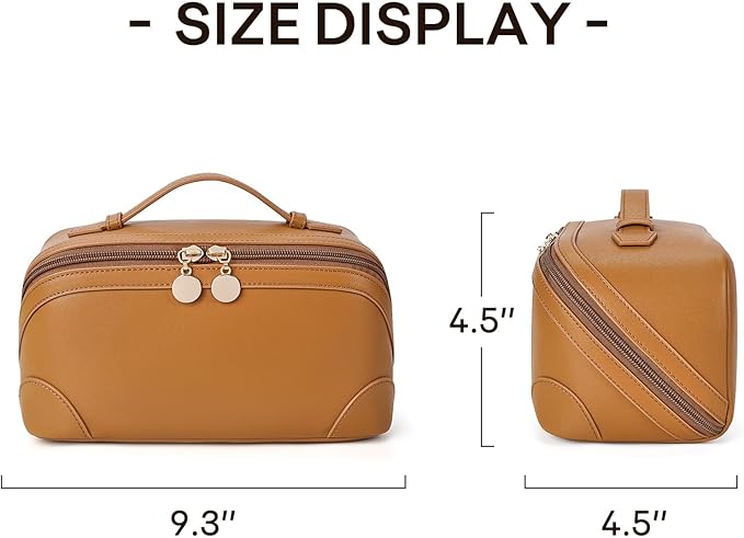 mibasies Flat Lay Open Travel Makeup Bag, Dual-Zipper Diagonal Cosmetic Bag, Large Capacity Waterproof Toiletry Bag for Women