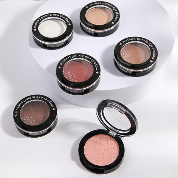 Monochrome Powder Eyeshadow Palette Makeup,Dark Brown Natural Neutral Single Shimmer Eye Shadow for Older Women,Buildable Sparkly Eye Finish,Long Lasting Naturing-Looking
