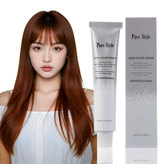 PureStyle 100ml Professional Permanent Hair Color Dye Cream Ammonia Free, Long Lasting Light Cold Brown Color, 100% Gray Coverage, Natural Shine, For All Hair Types Easy At Home Application