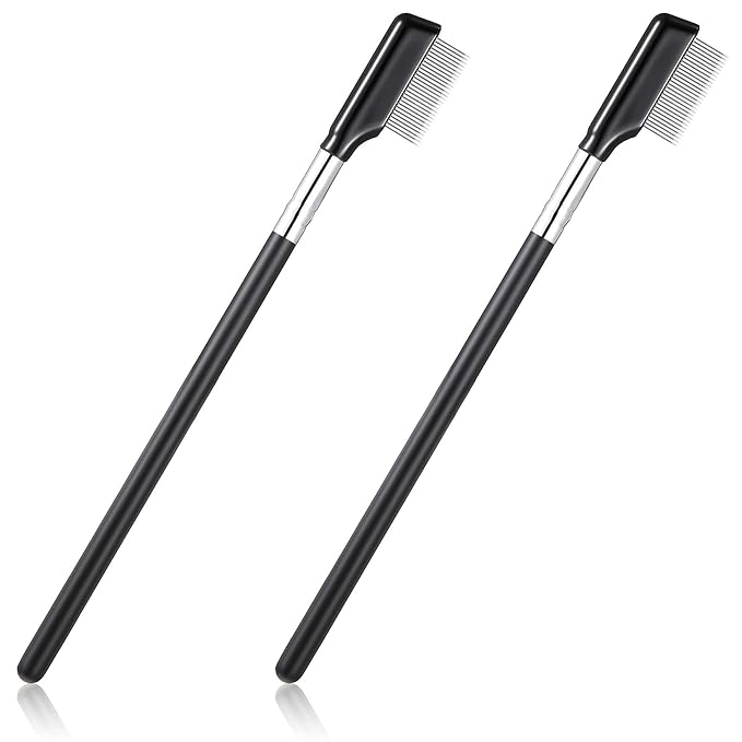 Metal Eyelash Brush 2 Pieces Grooming Eyelash Separator Mascara Metal Separated Lash Make up Brush Comb Cosmetic Separator Curler Eye Makeup Tool for Women